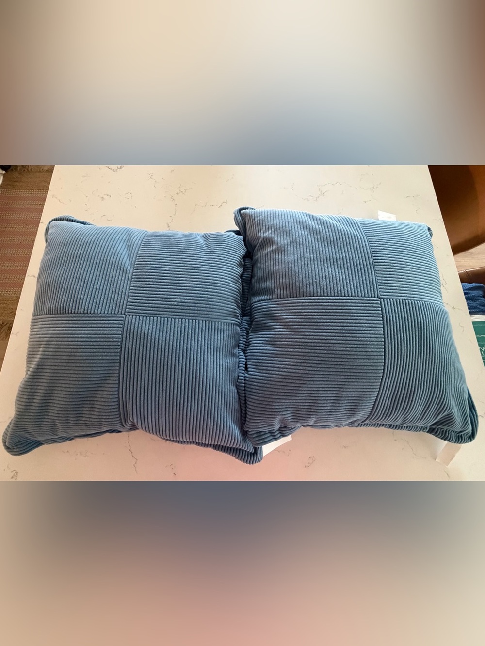 Corduroy Patch Decorative Pillow - Sky Blue